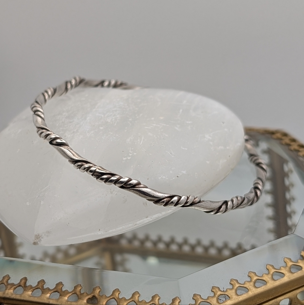Vintage Sterling Silver Twisted Bangle Bracelet
